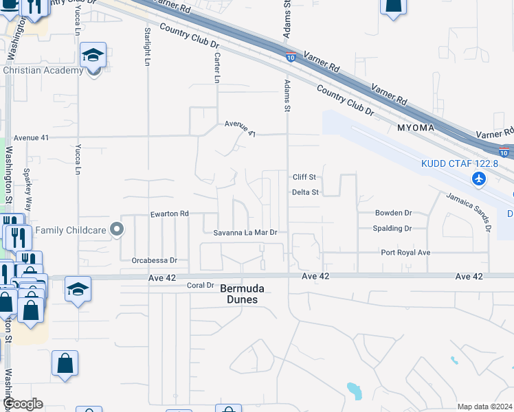 map of restaurants, bars, coffee shops, grocery stores, and more near 41563 Pedro Buff Drive in Bermuda Dunes