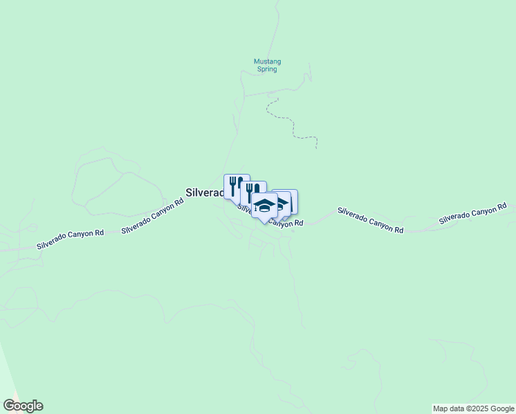 map of restaurants, bars, coffee shops, grocery stores, and more near 28241 Silverado Canyon Road in Silverado