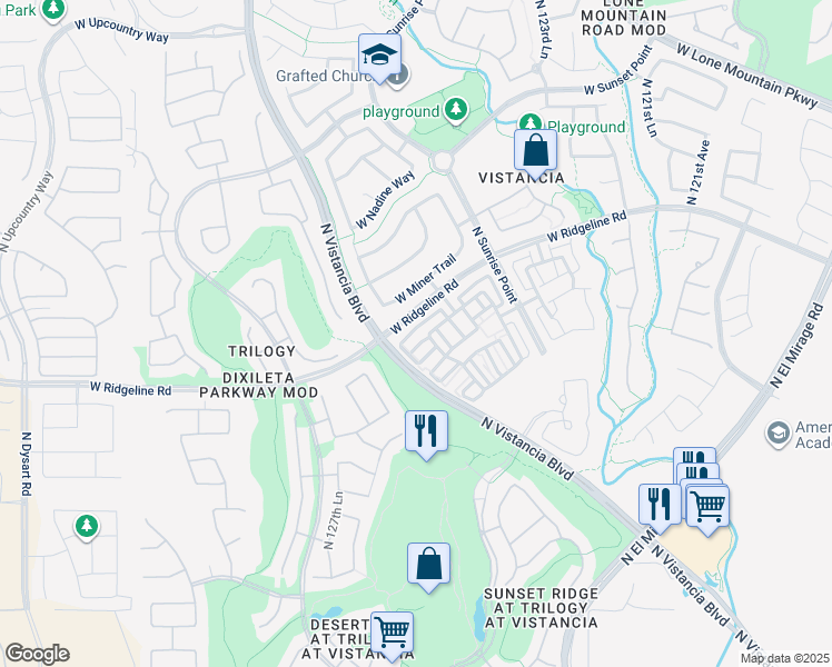 map of restaurants, bars, coffee shops, grocery stores, and more near 12590 West Steed Ridge in Peoria