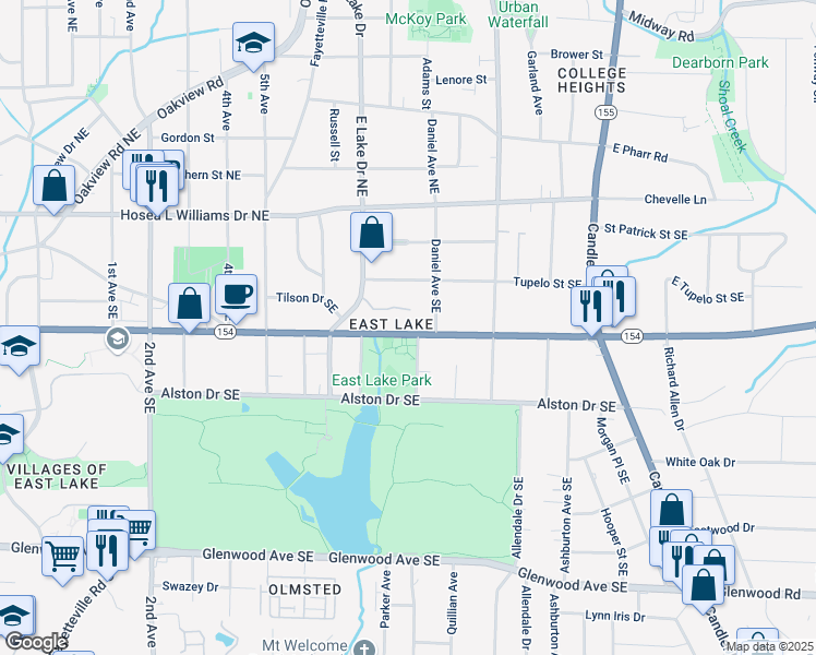 map of restaurants, bars, coffee shops, grocery stores, and more near 2668 Memorial Drive Southeast in Atlanta
