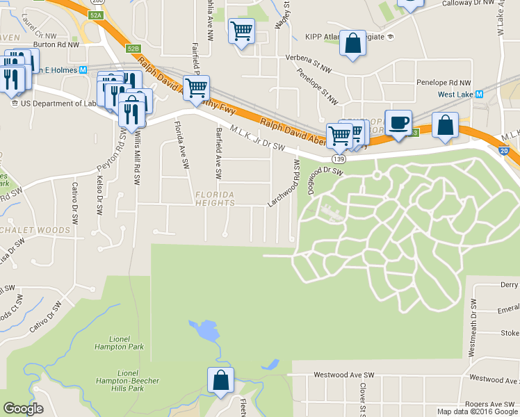 map of restaurants, bars, coffee shops, grocery stores, and more near 321 Brooks Avenue Southwest in Atlanta