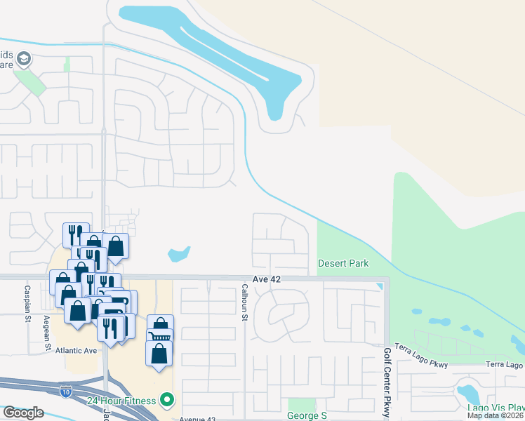 map of restaurants, bars, coffee shops, grocery stores, and more near 83560 Swinton Drive in Indio