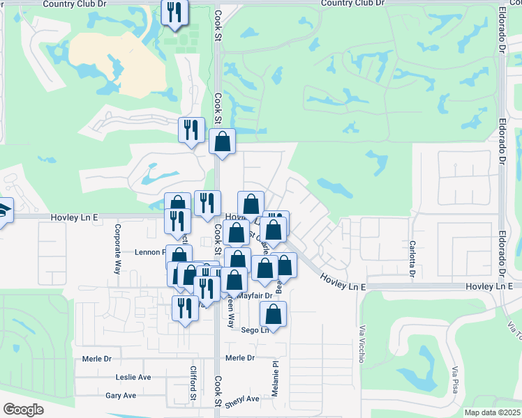 map of restaurants, bars, coffee shops, grocery stores, and more near 68 Sutton Place East in Palm Desert