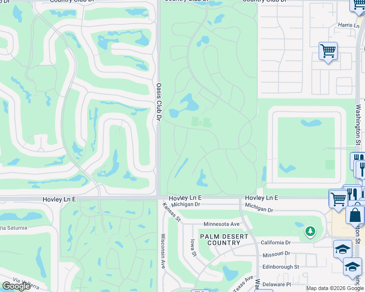 map of restaurants, bars, coffee shops, grocery stores, and more near 41451 Kansas Street in Palm Desert