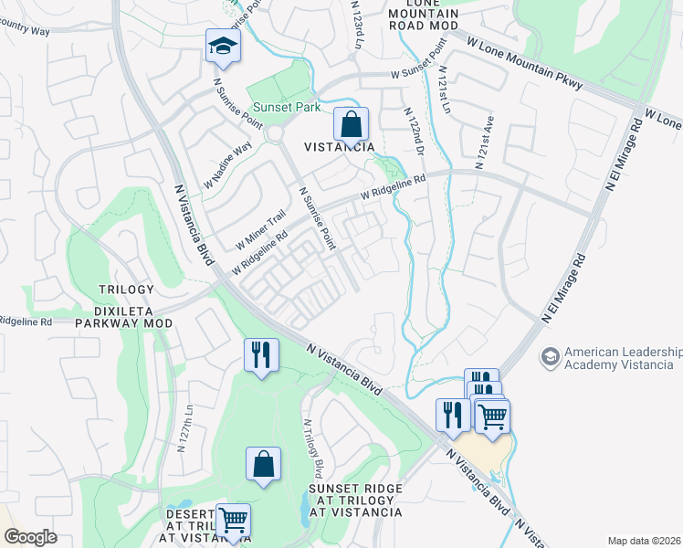 map of restaurants, bars, coffee shops, grocery stores, and more near 28951 North 124th Avenue in Peoria