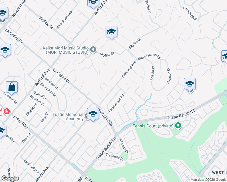 map of restaurants, bars, coffee shops, grocery stores, and more near 12352 Browning Avenue in Santa Ana