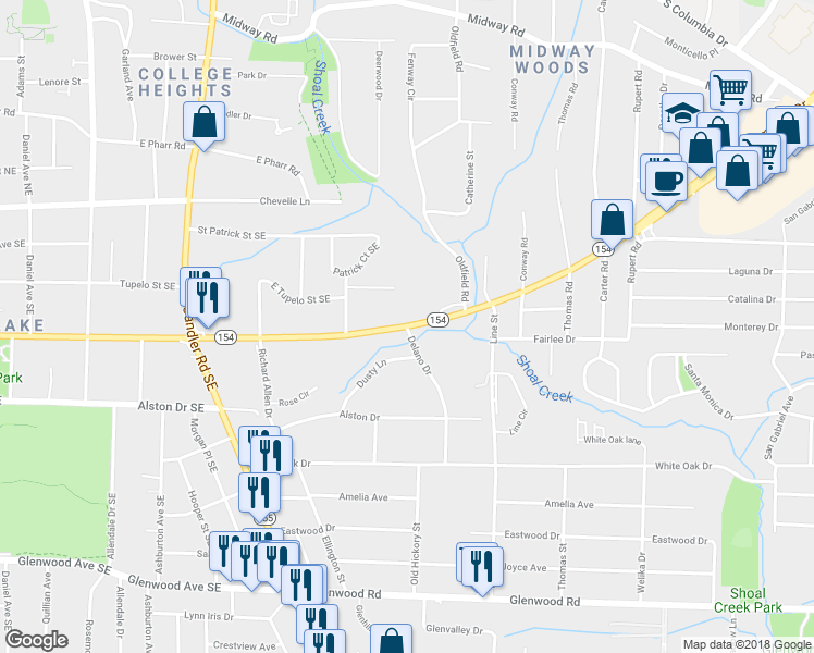 map of restaurants, bars, coffee shops, grocery stores, and more near 3053 Memorial Drive in Decatur
