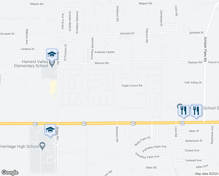 map of restaurants, bars, coffee shops, grocery stores, and more near 25674 Pine Ridge Road in Homeland