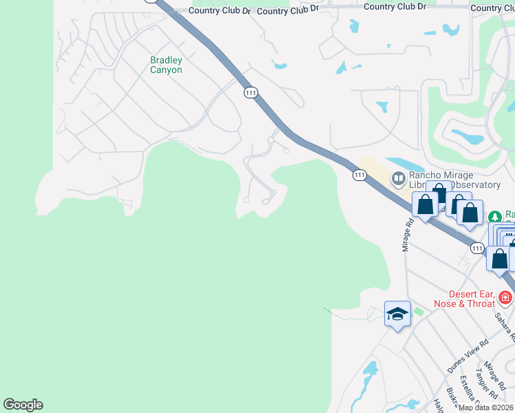 map of restaurants, bars, coffee shops, grocery stores, and more near 28 Evening Star Drive in Rancho Mirage