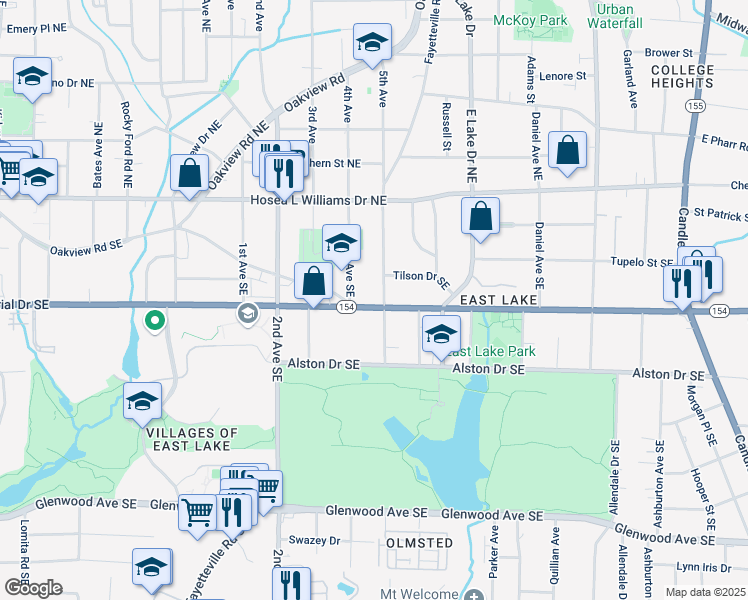 map of restaurants, bars, coffee shops, grocery stores, and more near 2486 Memorial Drive Southeast in Atlanta