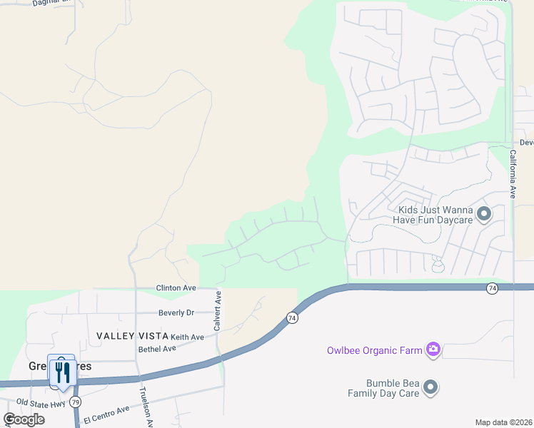 map of restaurants, bars, coffee shops, grocery stores, and more near 197 Inkster Way in Hemet