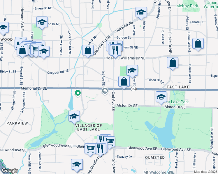 map of restaurants, bars, coffee shops, grocery stores, and more near 2357 Rover Court in Atlanta