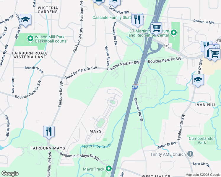 map of restaurants, bars, coffee shops, grocery stores, and more near 893 Society Circle in Atlanta