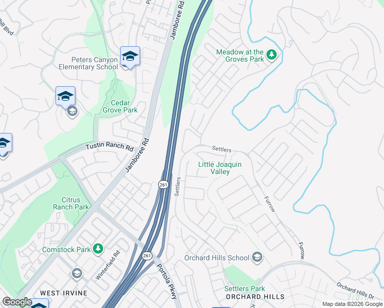 map of restaurants, bars, coffee shops, grocery stores, and more near 102 Long Fence in Irvine