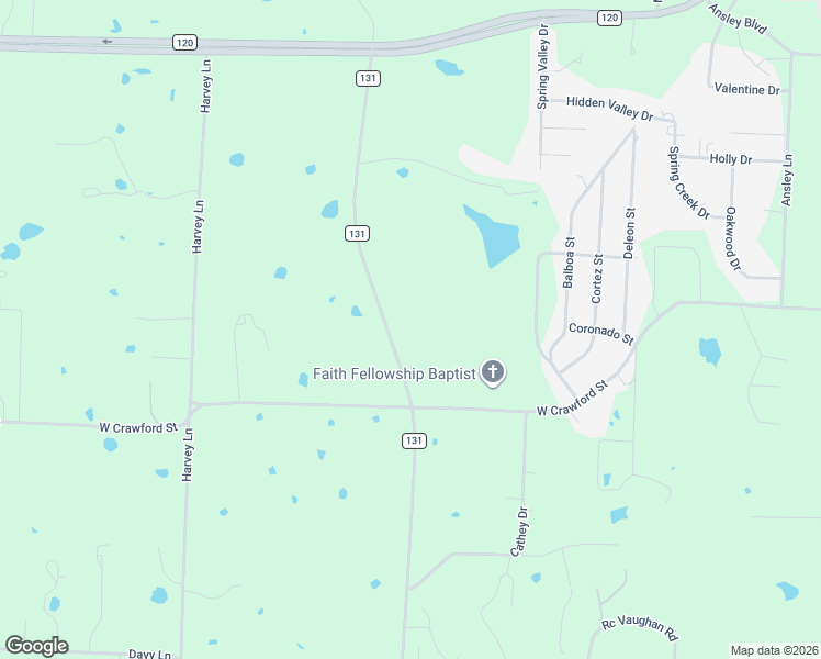 map of restaurants, bars, coffee shops, grocery stores, and more near 1026 Farm to Market Road 131 in Denison