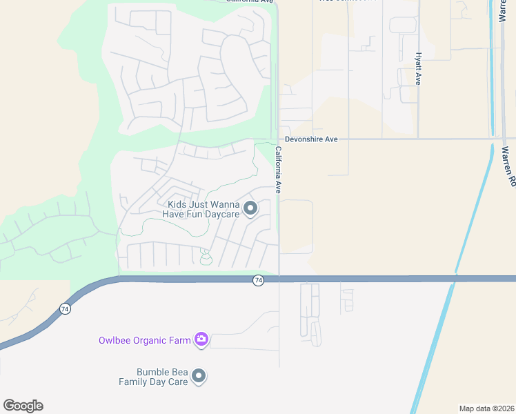map of restaurants, bars, coffee shops, grocery stores, and more near 226 La Amistad Way in Hemet
