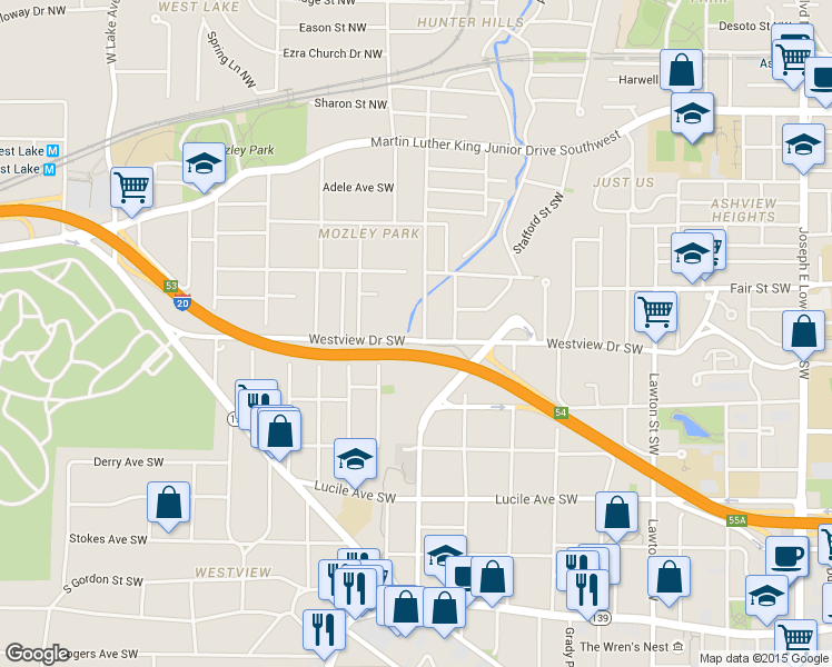 map of restaurants, bars, coffee shops, grocery stores, and more near 273 Chicamauga Avenue Southwest in Atlanta