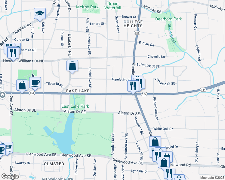 map of restaurants, bars, coffee shops, grocery stores, and more near 2800 Memorial Drive Southeast in Atlanta