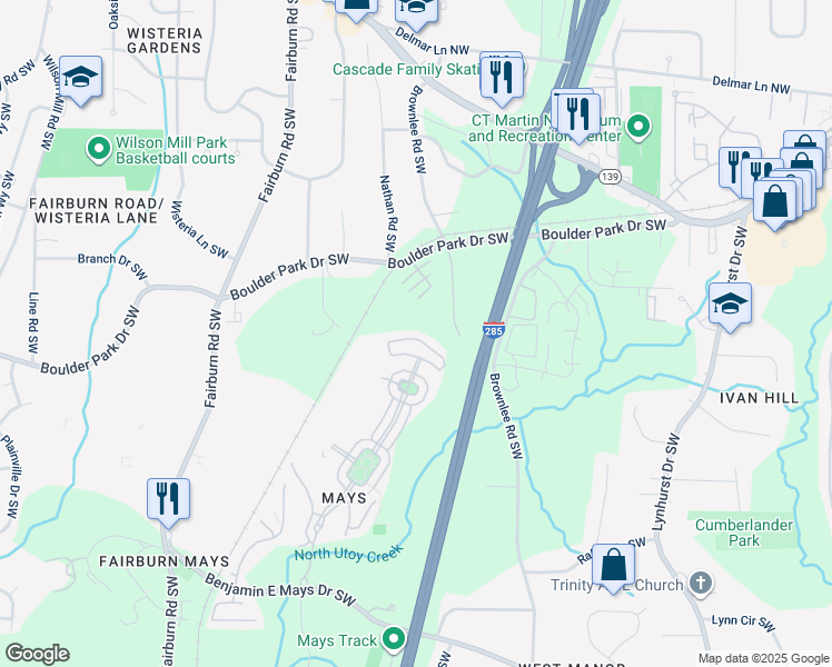 map of restaurants, bars, coffee shops, grocery stores, and more near 914 Society Circle in Atlanta