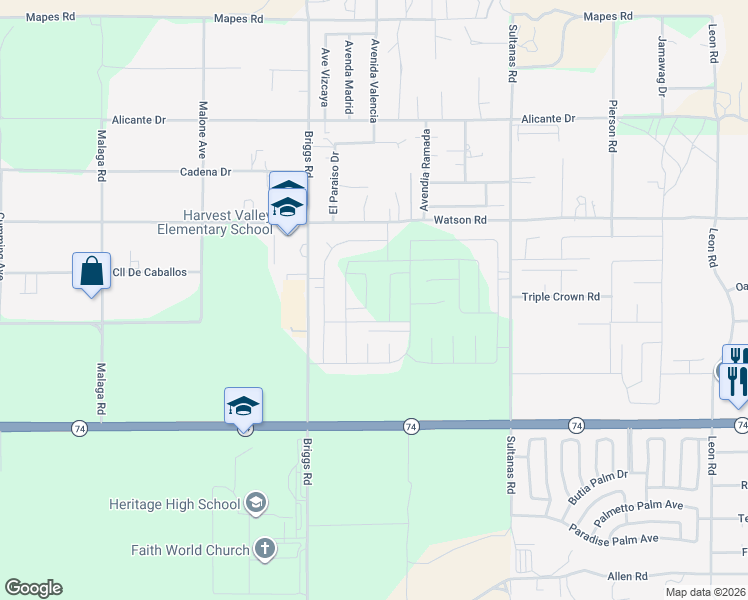 map of restaurants, bars, coffee shops, grocery stores, and more near 25640 Bodega Lane in Homeland