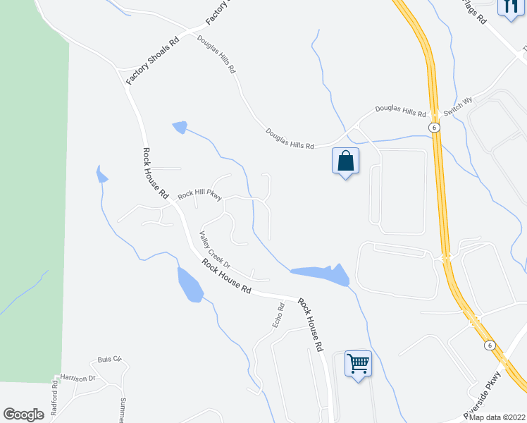 map of restaurants, bars, coffee shops, grocery stores, and more near 693 Rock Hill Parkway in Lithia Springs