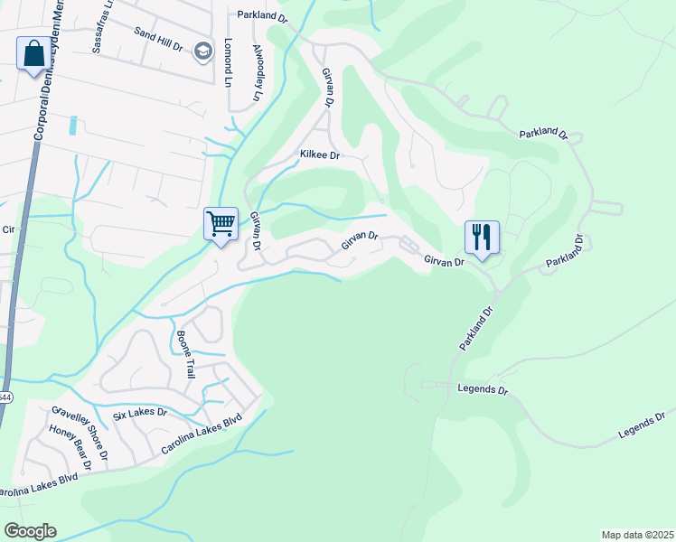 map of restaurants, bars, coffee shops, grocery stores, and more near 4489 Girvan Drive in Myrtle Beach