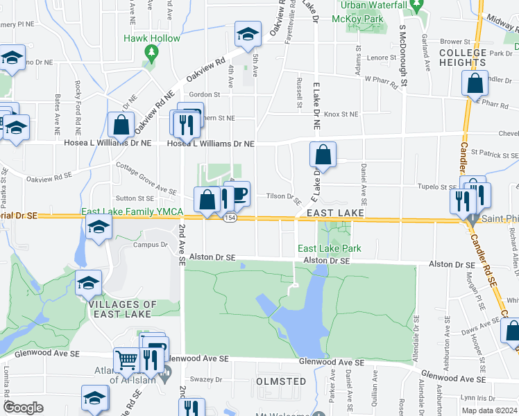 map of restaurants, bars, coffee shops, grocery stores, and more near 186 Carter Avenue Southeast in Atlanta