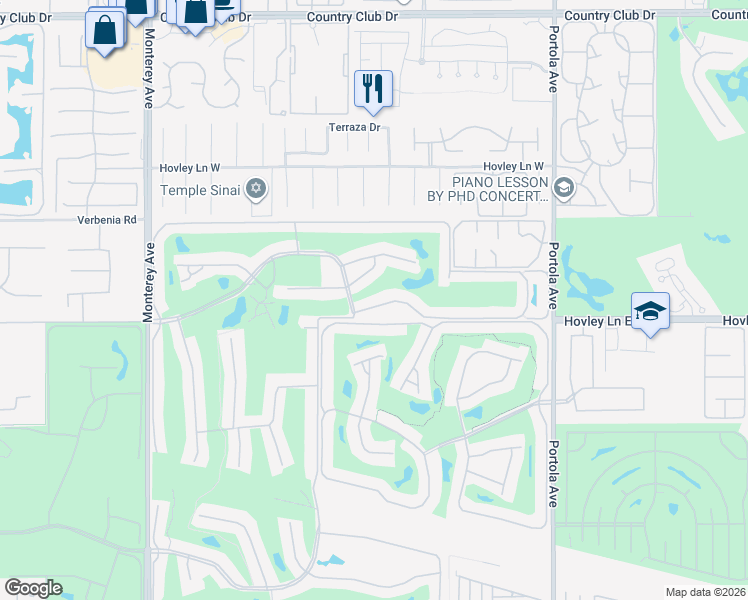 map of restaurants, bars, coffee shops, grocery stores, and more near 314 Sierra Madre South in Palm Desert