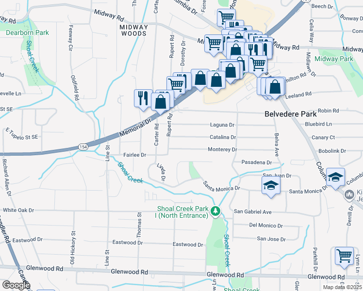 map of restaurants, bars, coffee shops, grocery stores, and more near 2862 Catalina Drive in Decatur