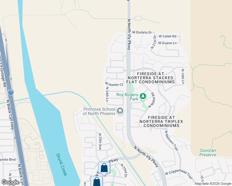 map of restaurants, bars, coffee shops, grocery stores, and more near 2333 West Steed Ridge in Phoenix