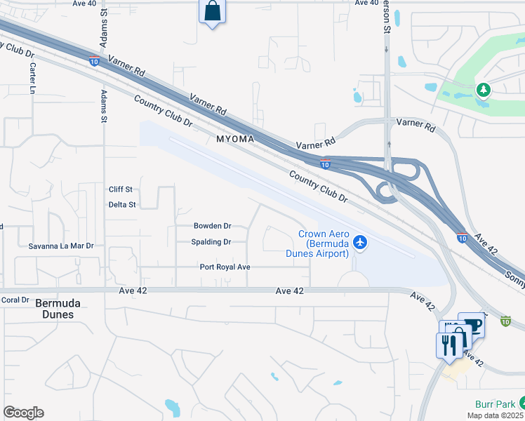 map of restaurants, bars, coffee shops, grocery stores, and more near 41381 Jamaica Sands Drive in Bermuda Dunes