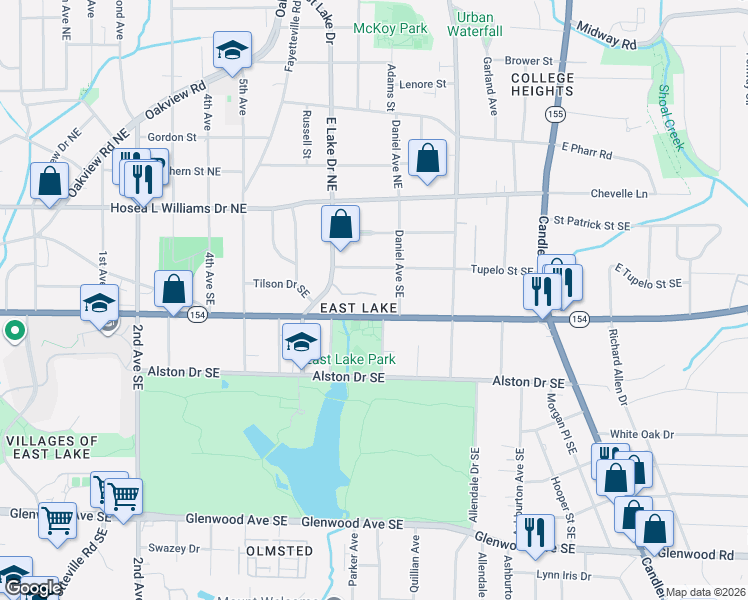 map of restaurants, bars, coffee shops, grocery stores, and more near 2657 Tupelo Street Southeast in Atlanta