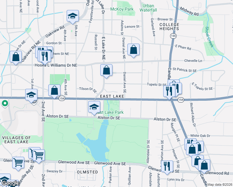 map of restaurants, bars, coffee shops, grocery stores, and more near 2657 Tupelo Street Southeast in Atlanta