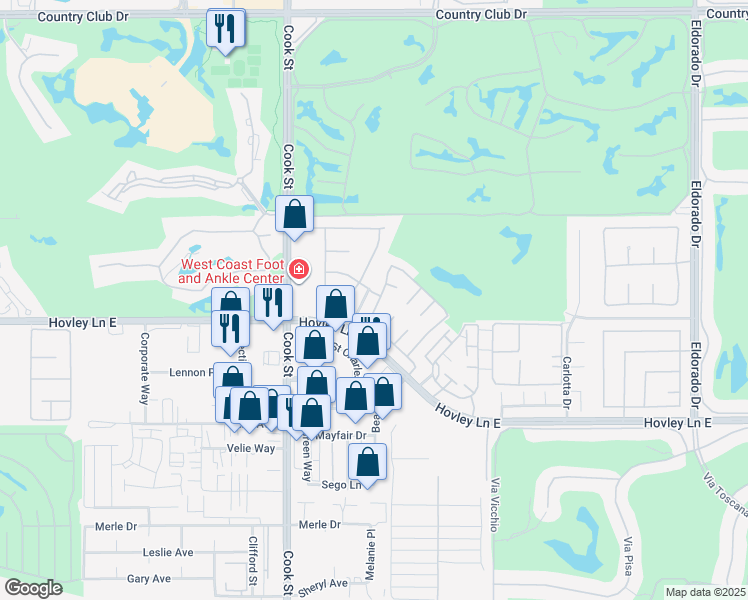 map of restaurants, bars, coffee shops, grocery stores, and more near 41955 Largo in Palm Desert