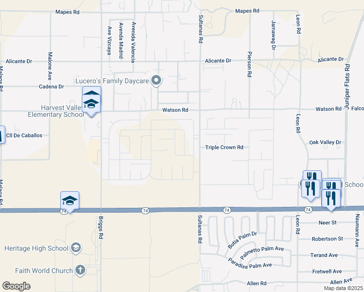 map of restaurants, bars, coffee shops, grocery stores, and more near 25601 Pine Ridge Road in Homeland