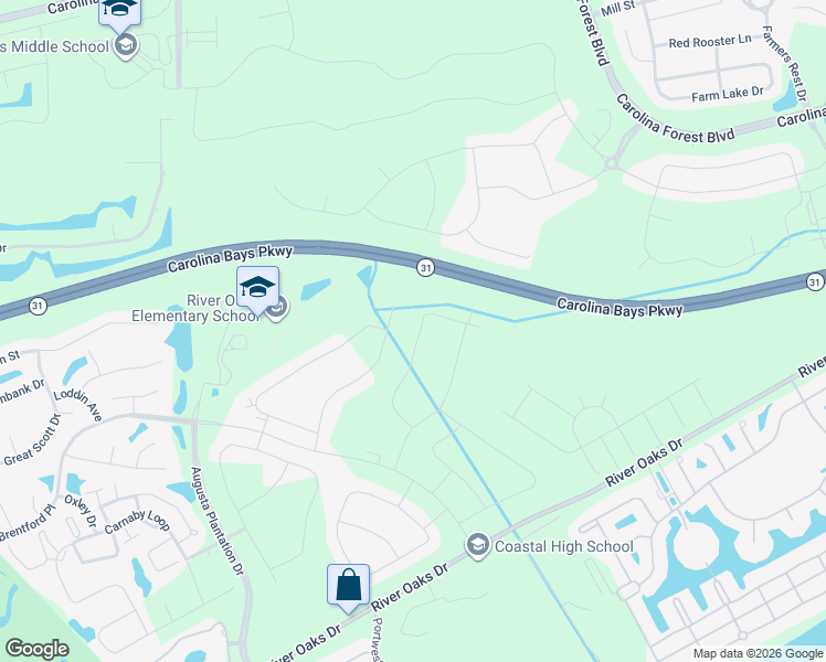map of restaurants, bars, coffee shops, grocery stores, and more near in Carolina Forest