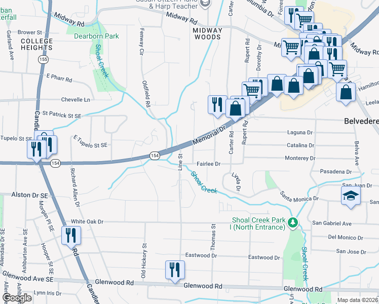 map of restaurants, bars, coffee shops, grocery stores, and more near 3229 Memorial Drive in Decatur