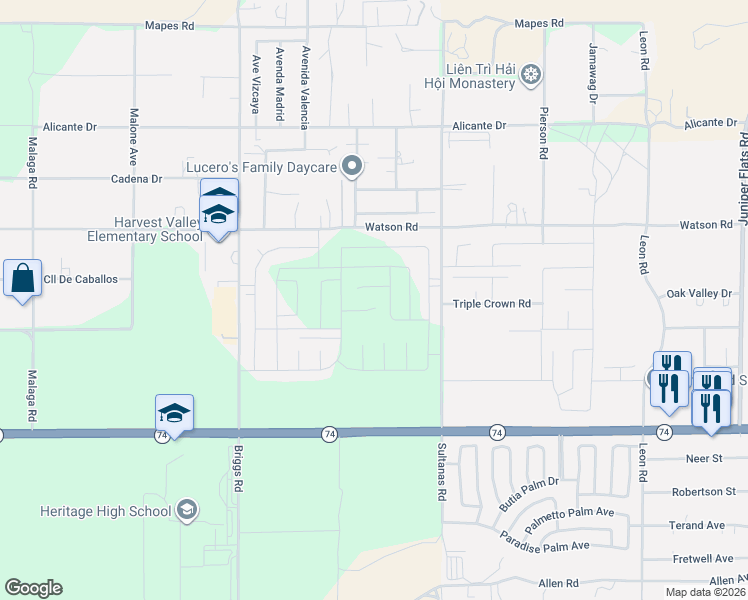 map of restaurants, bars, coffee shops, grocery stores, and more near 30497 Tesoro Ranch Court in Homeland
