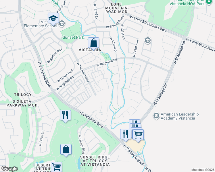 map of restaurants, bars, coffee shops, grocery stores, and more near 29262 North 122nd Drive in Peoria