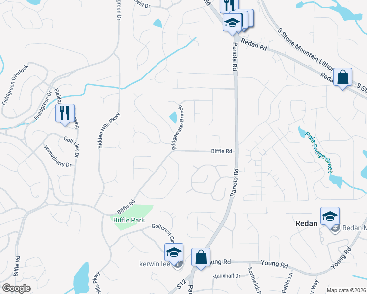 map of restaurants, bars, coffee shops, grocery stores, and more near 1473 Corn Crib Court in Stone Mountain