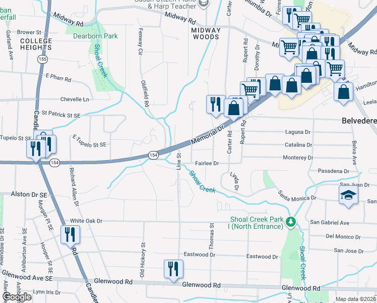 map of restaurants, bars, coffee shops, grocery stores, and more near 3229 Memorial Drive in Decatur