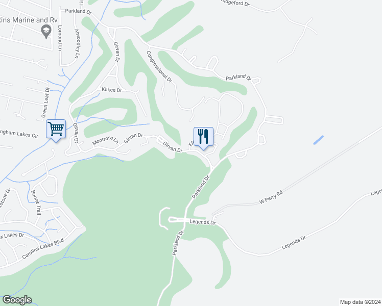 map of restaurants, bars, coffee shops, grocery stores, and more near 4585D Girvan Drive in Myrtle Beach