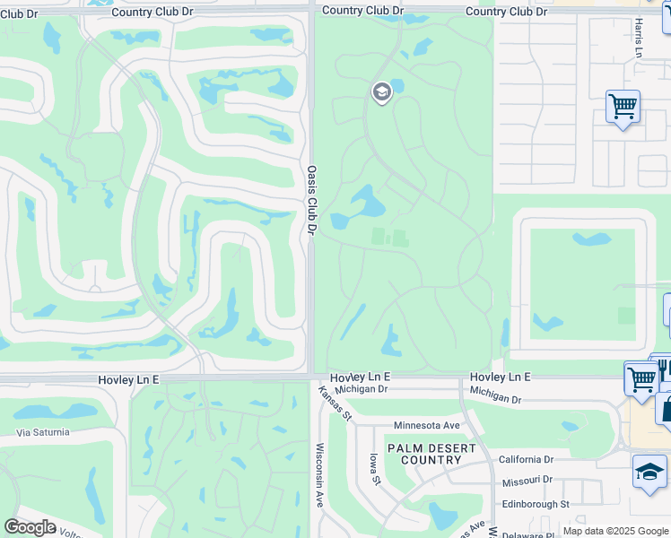 map of restaurants, bars, coffee shops, grocery stores, and more near 41347 Princeville Lane in Palm Desert