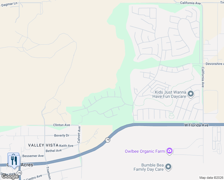map of restaurants, bars, coffee shops, grocery stores, and more near 215 Gamez Way in Hemet