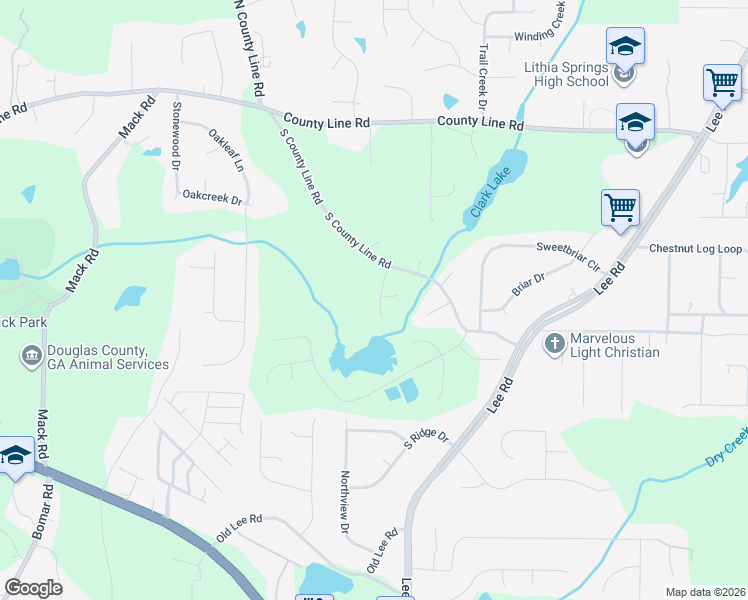 map of restaurants, bars, coffee shops, grocery stores, and more near 2813 Herring Place in Lithia Springs