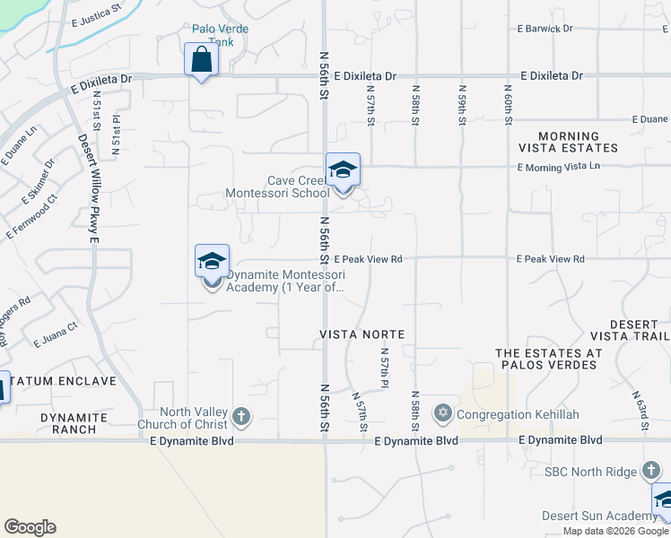 map of restaurants, bars, coffee shops, grocery stores, and more near 5620 East Peak View Road in Cave Creek