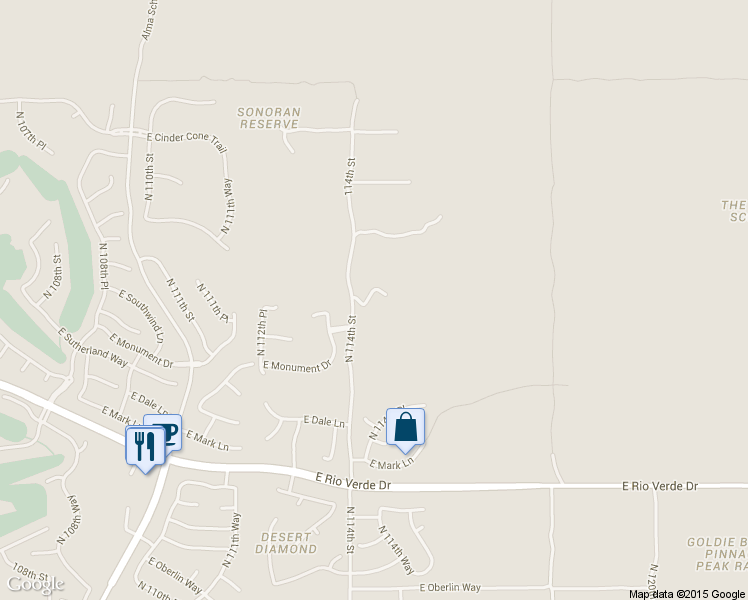 map of restaurants, bars, coffee shops, grocery stores, and more near 28901 North 114th Street in Scottsdale