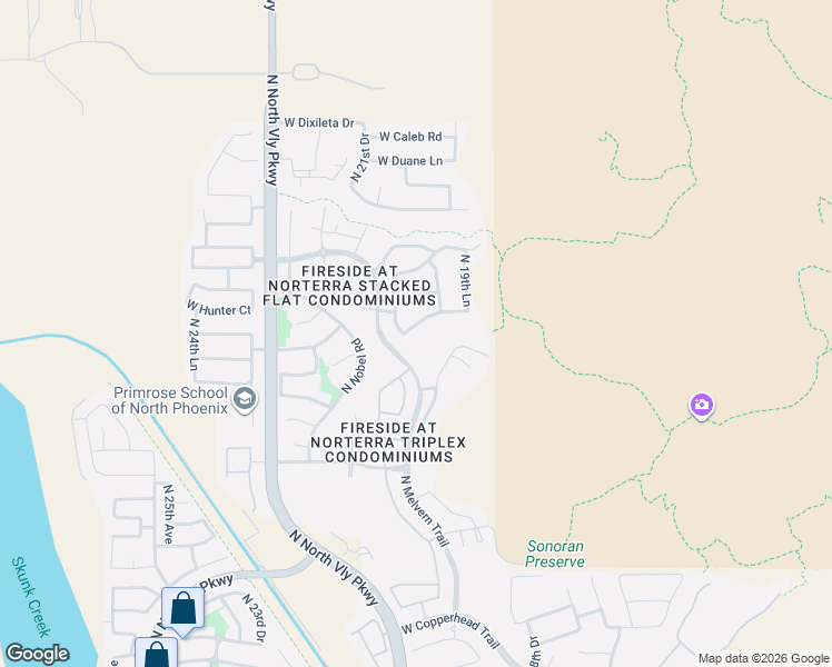map of restaurants, bars, coffee shops, grocery stores, and more near 2012 West Steed Ridge in Phoenix