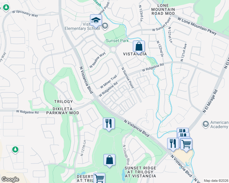 map of restaurants, bars, coffee shops, grocery stores, and more near 29133 North 125th Drive in Peoria