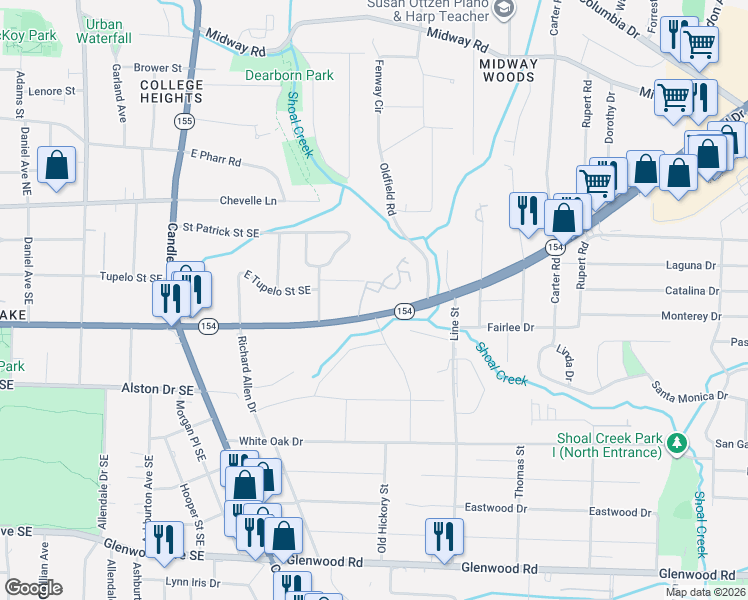 map of restaurants, bars, coffee shops, grocery stores, and more near 3106 Memorial Drive Southeast in Atlanta